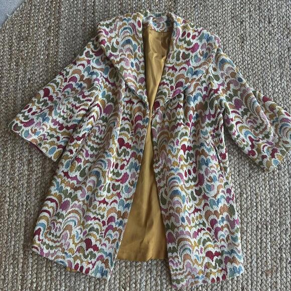 American Vintage Jackets & Blazers - Super unique vintage 1960s multicolored tapestry trench coat statement piece